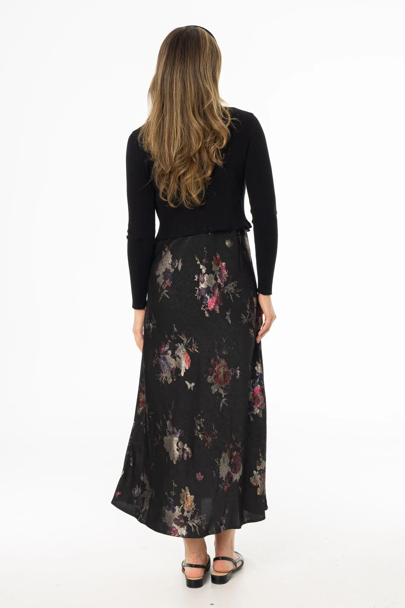 Metallic Floral Printed Slip Jumper Minimalist-Style