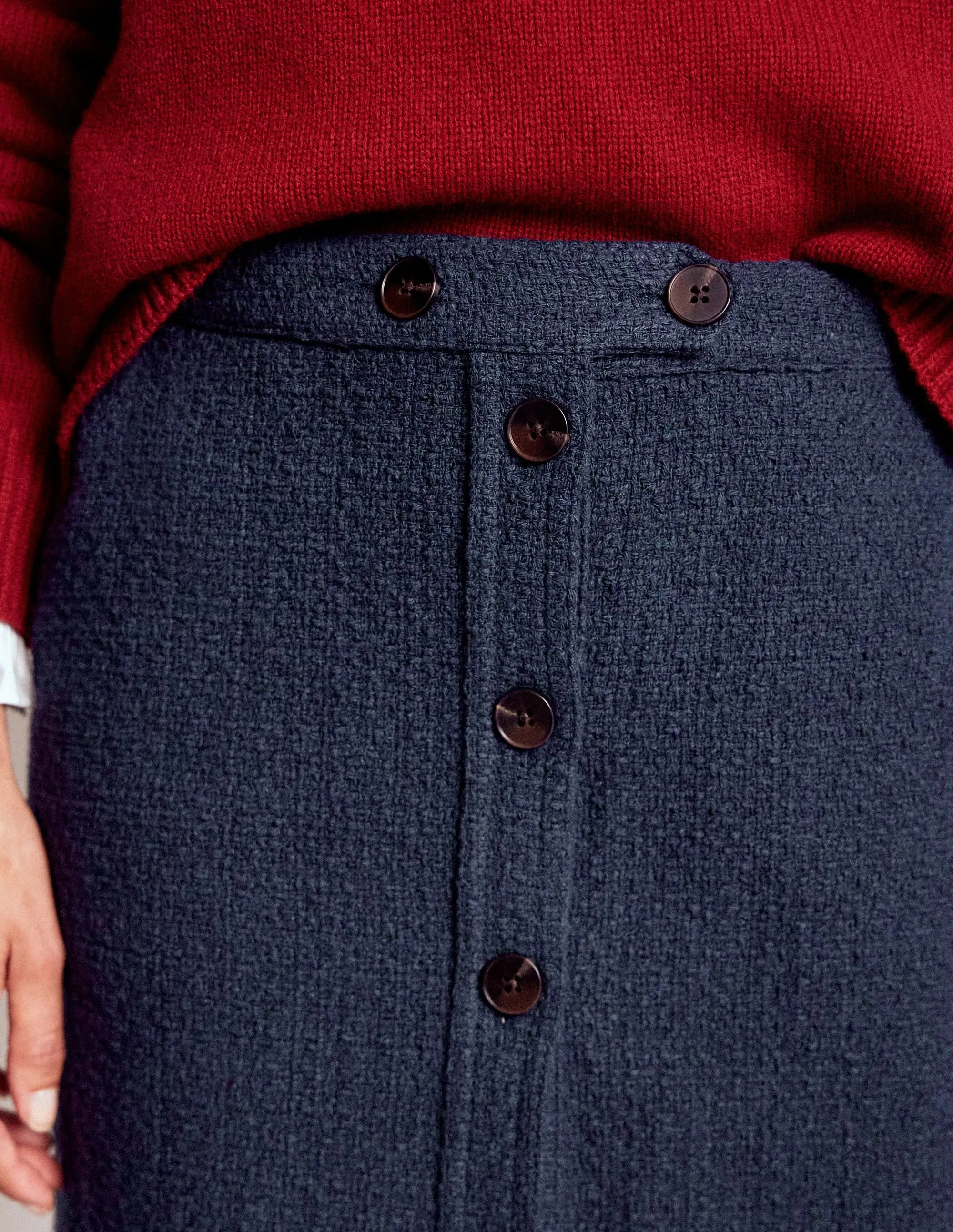 Local Artisan Cecelia Textured Skirt-Navy