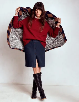 Cecelia Textured Skirt-Navy Print Mix