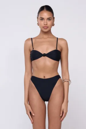 Ruching Details Spencer Bikini Top in Black