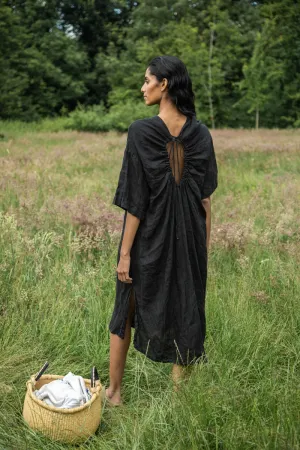 Monique Linen dress in Black Fashionable Cut