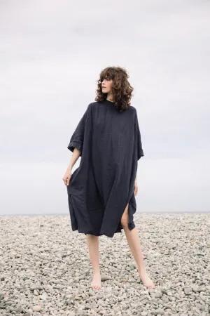 Light Elegance Monique Linen Dress in Navy