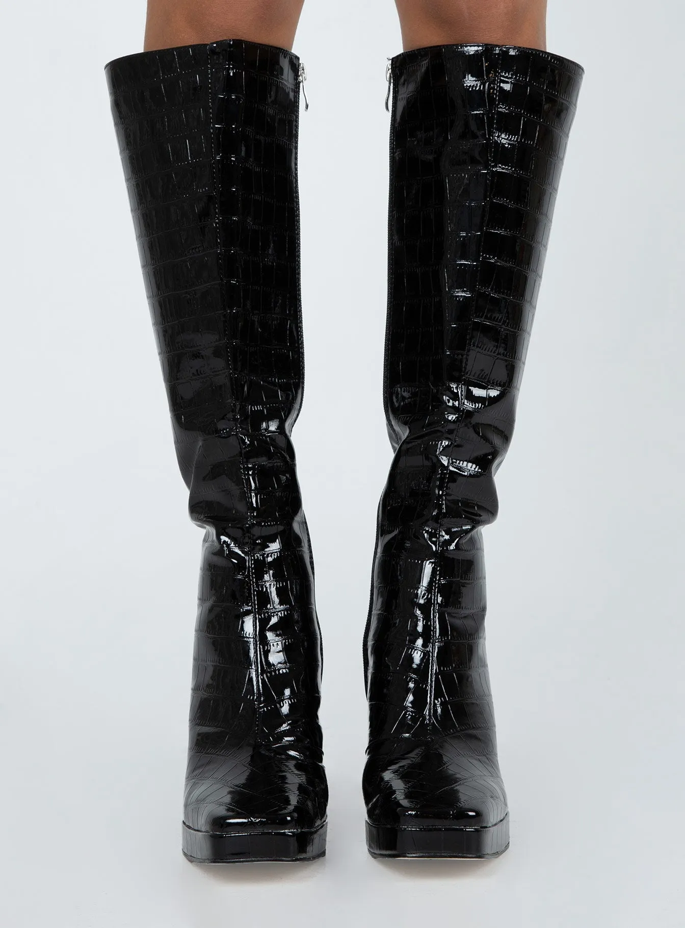 Montgomery Boots Black Croc Lightweight Style