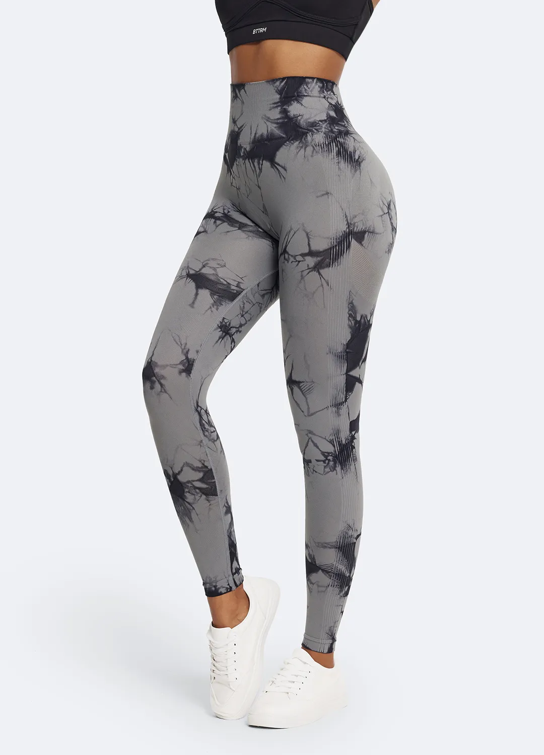 Power Mesh Slim Fit Home Lounge Tie Dye Leggings with Push-Up