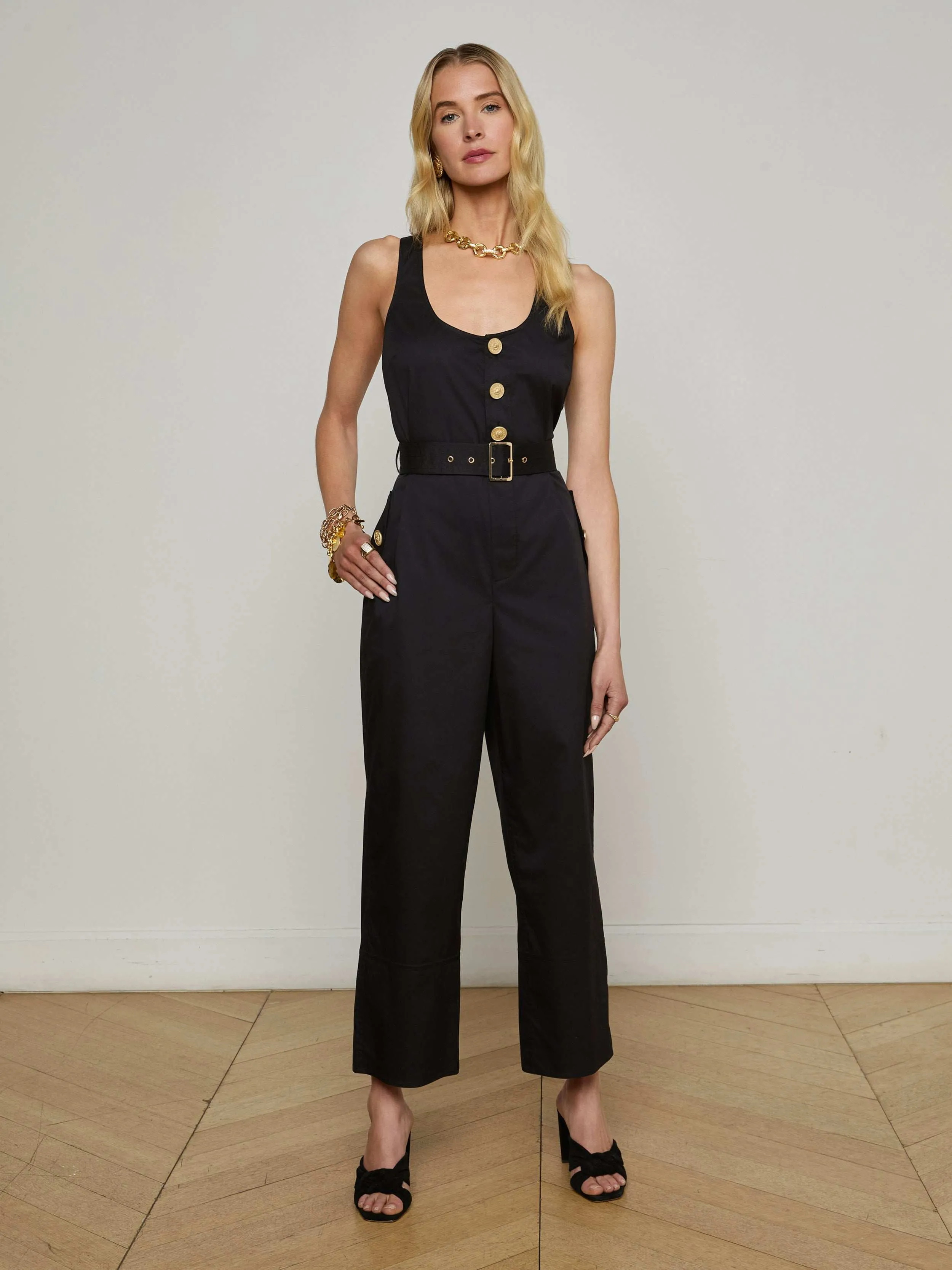 Branca Poplin Jumpsuit Button Chic Holiday Wear
