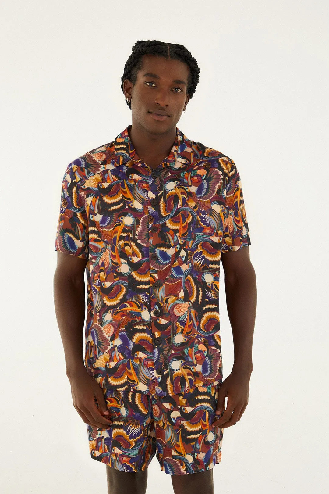 Multicolor Flying Toucans Lenzing? Ecovero? Shorts Patchwork Design Reinforced Hems