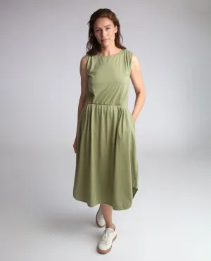 Cool Layers Breathable wear Mulberry Organic Cotton Dress In Sage