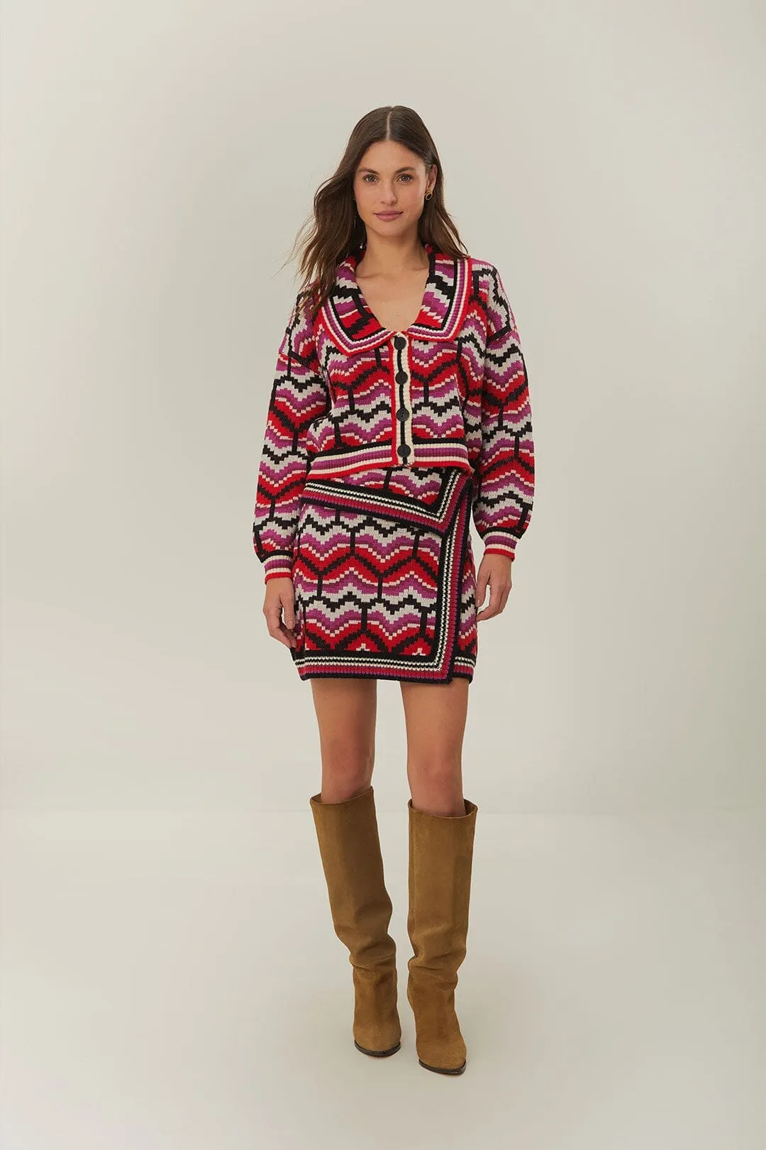 Multicolor Ombre Heart Knit Cardigan Weekend Classic