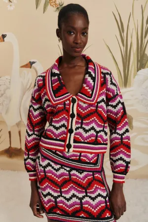 Casual Cool Quick Dry Weaving Multicolor Ombre Heart Knit Cardigan