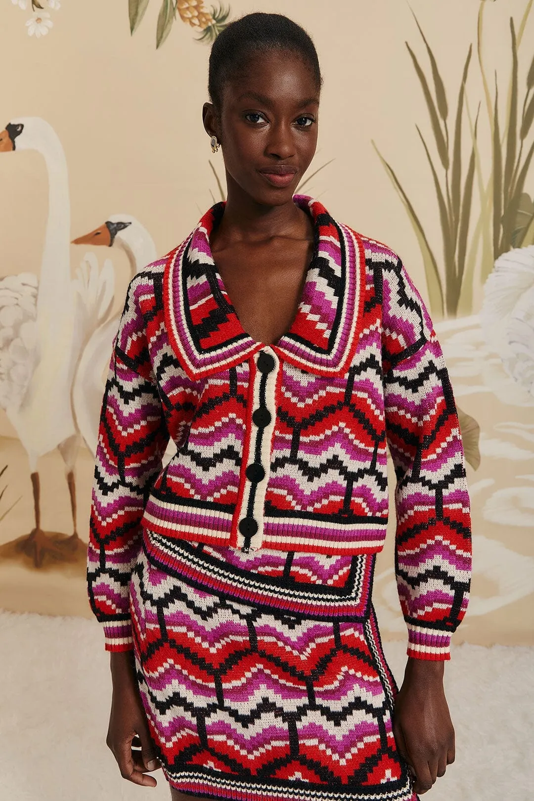 Casual Cool Quick Dry Weaving Multicolor Ombre Heart Knit Cardigan