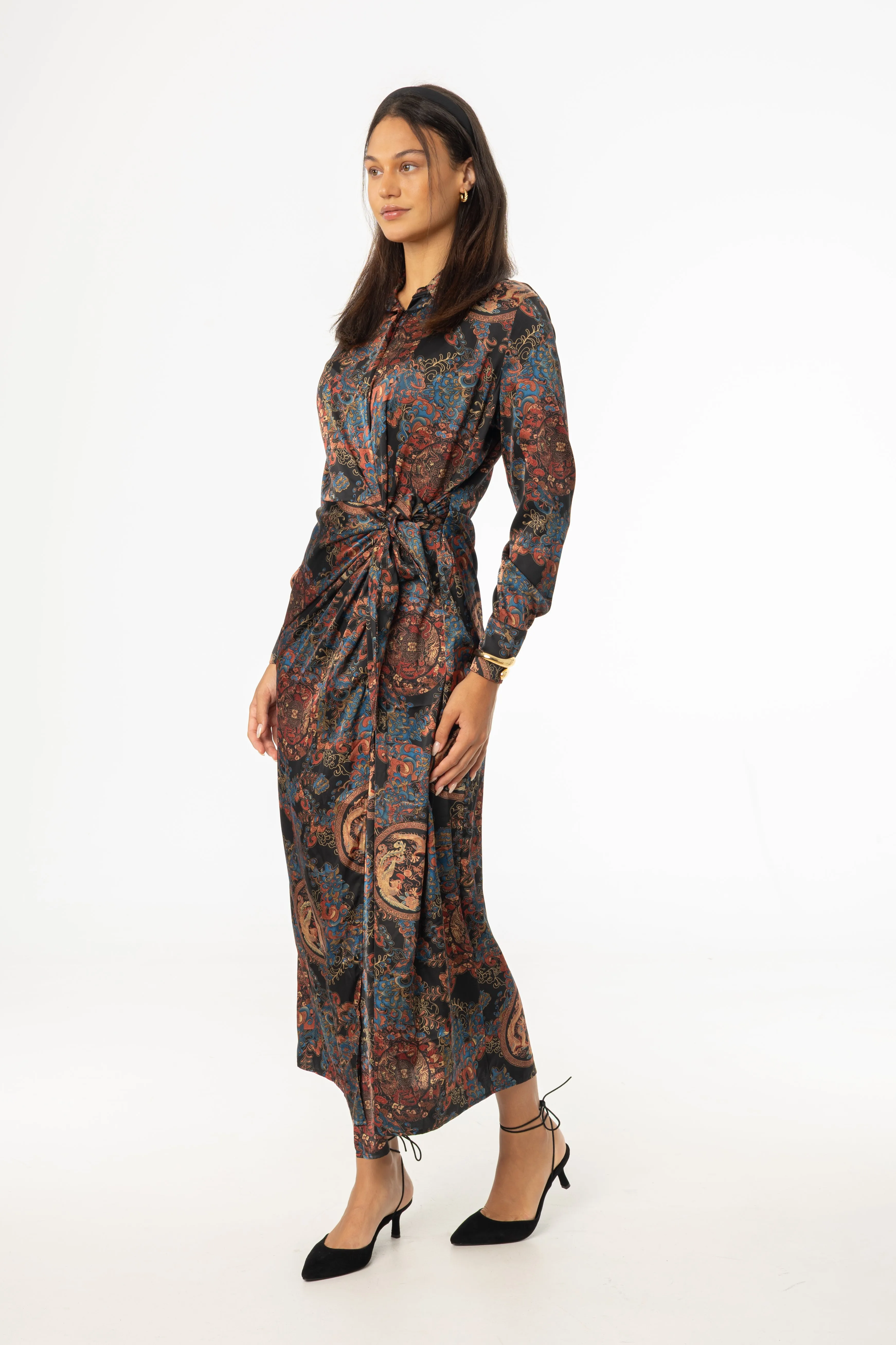 Fresh Palette Multicolor Side Tie Maxi Dress