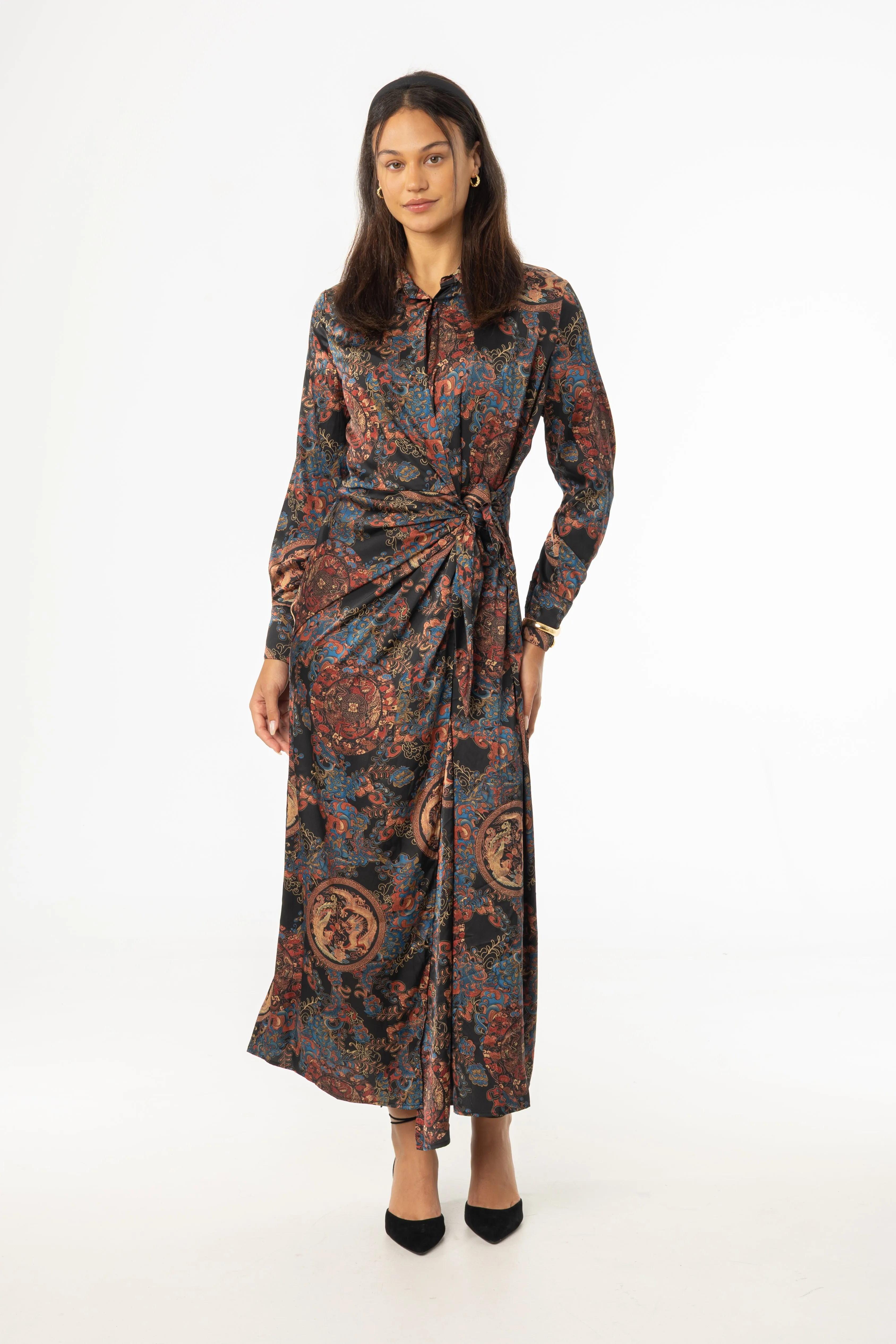 Multicolor Side Tie Maxi Dress Cozy Wear Breeze Grace