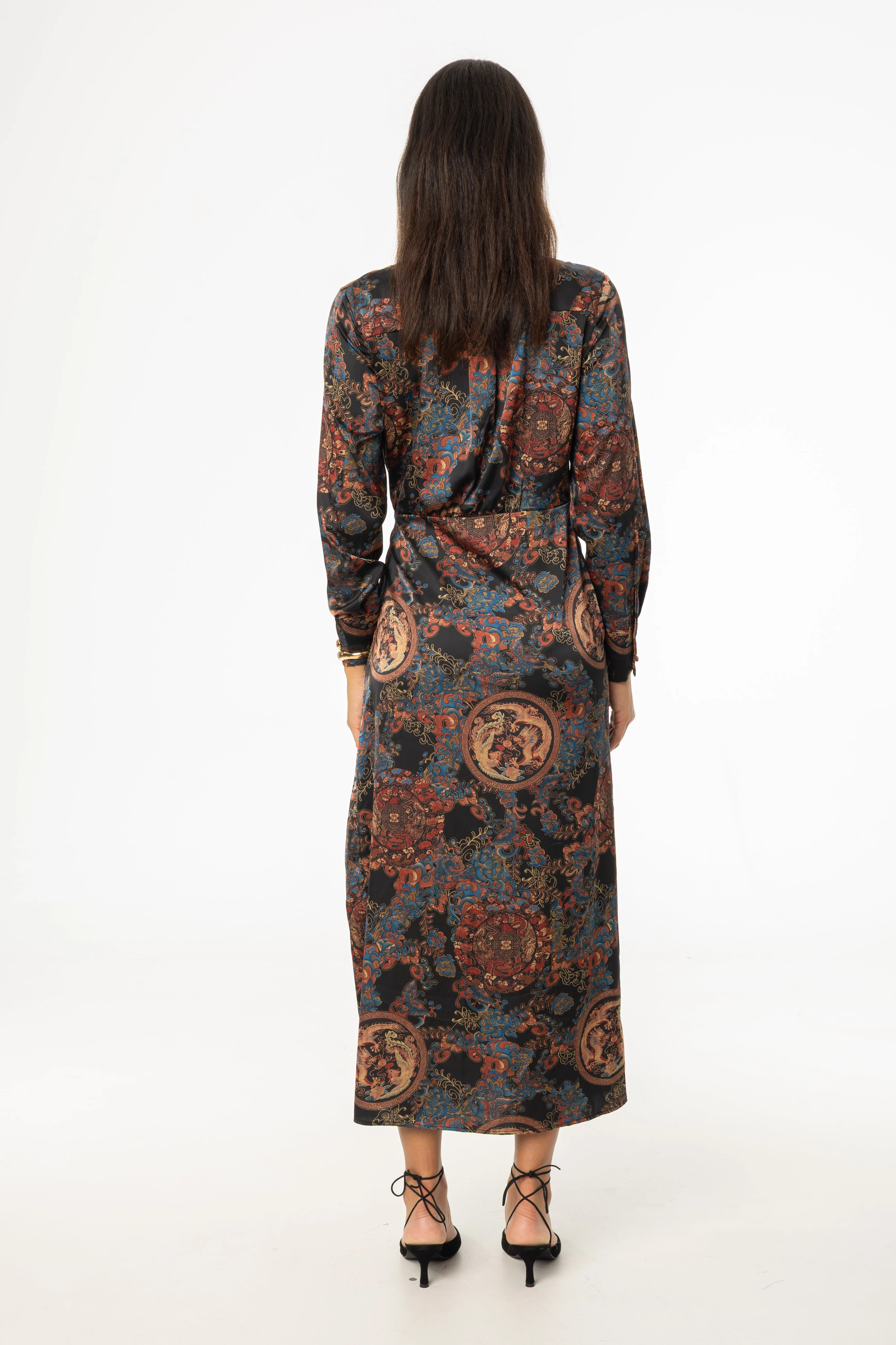 Multicolor Side Tie Maxi Dress Versatile Layer Wear