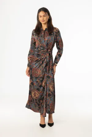 Multicolor Side Tie Maxi Dress Cozy Wear Breeze Grace