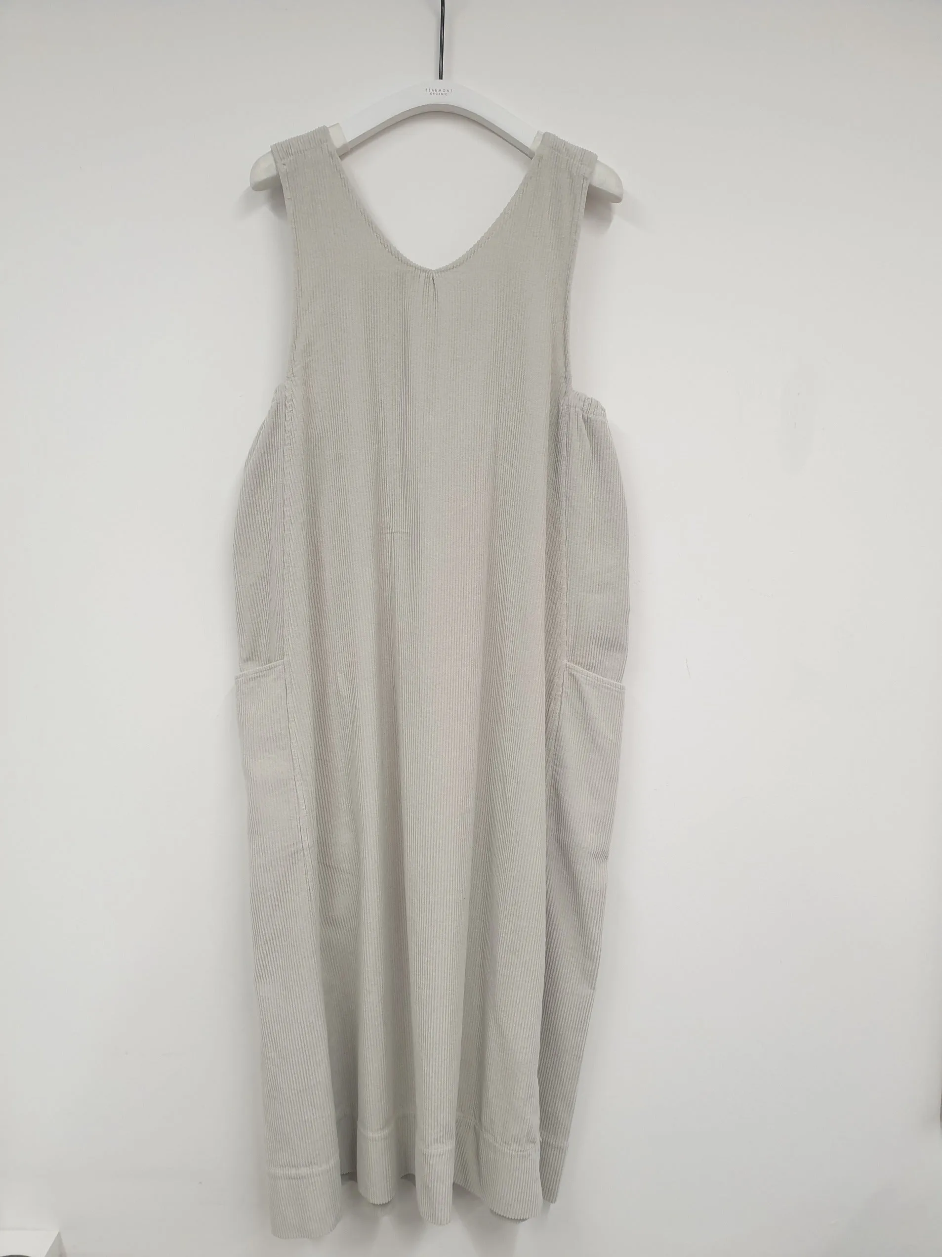 Nandina Organic Cotton Cord Dress in Stone Stylish Cut