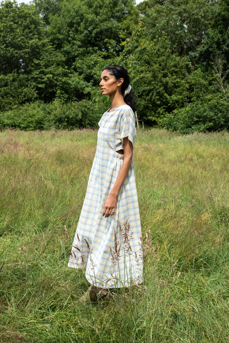 Travel piece Nathalia-Cay Organic Cotton Seersucker Dress in Pastel Gingham by HANNAH BEAUMONT