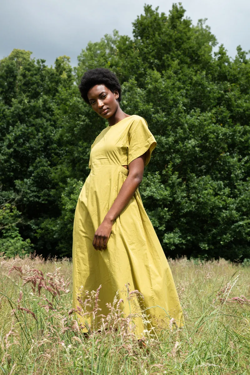 Nathalia Organic Cotton Dress in Bright Olive Comfy Fit Wear