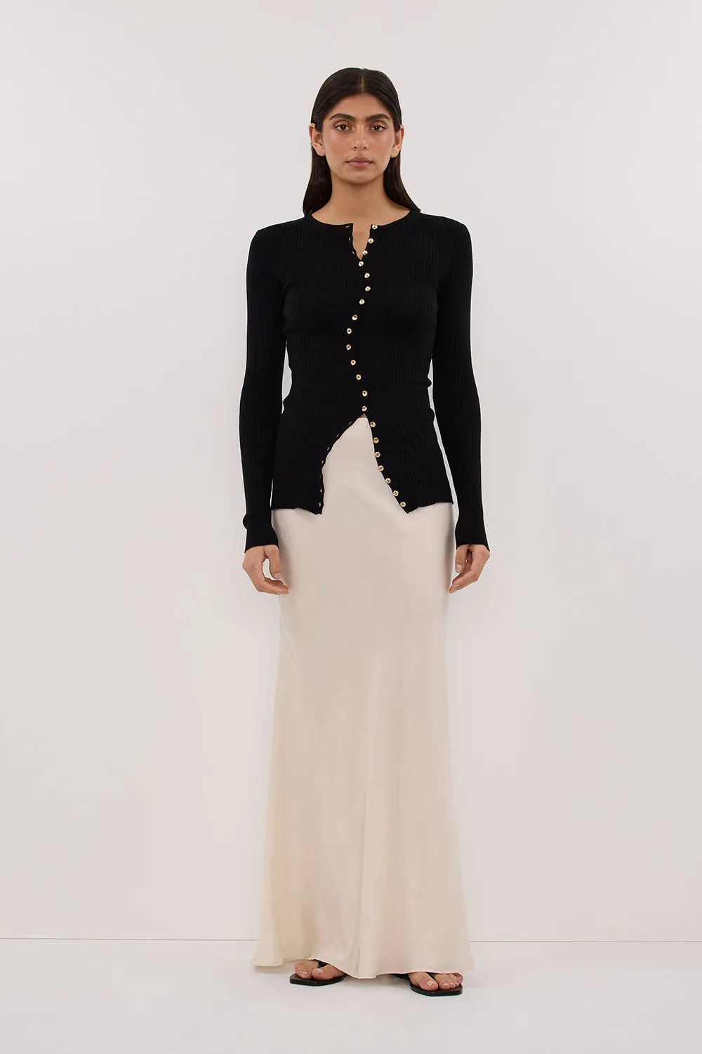 Clean Style AMBER BLACK LONG SLEEVE KNIT CARDIGAN