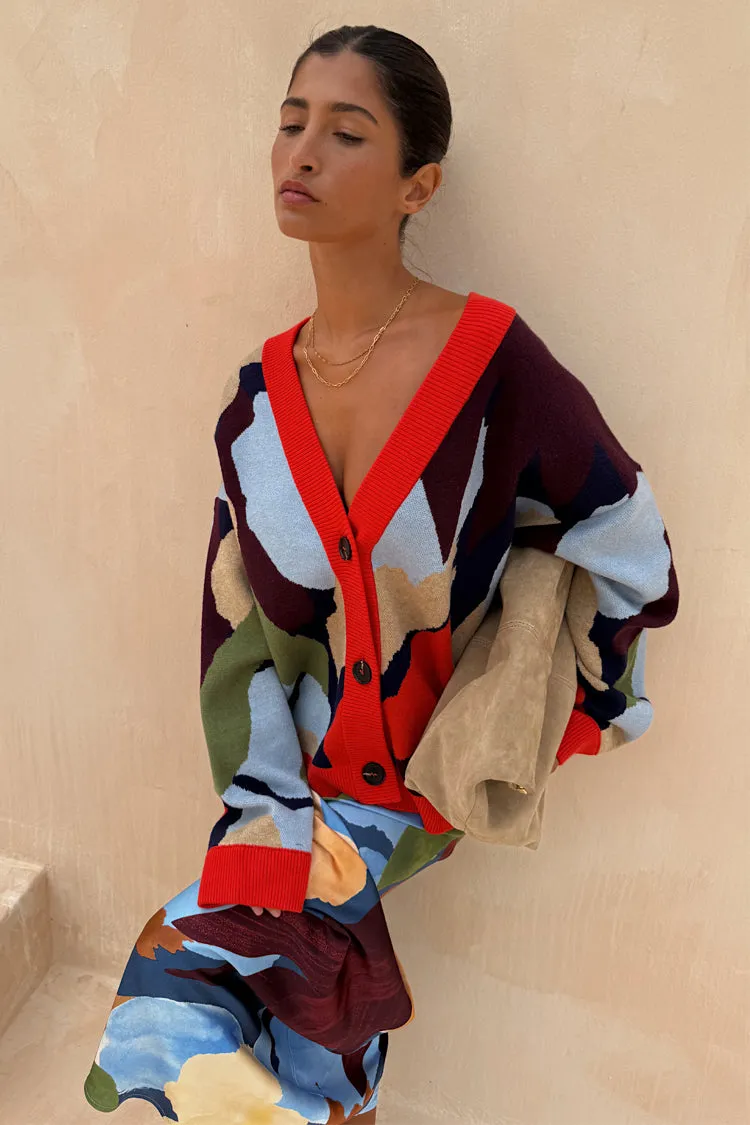 Navy Abstract Callie Cardigan Versatile Piece Easy Fit