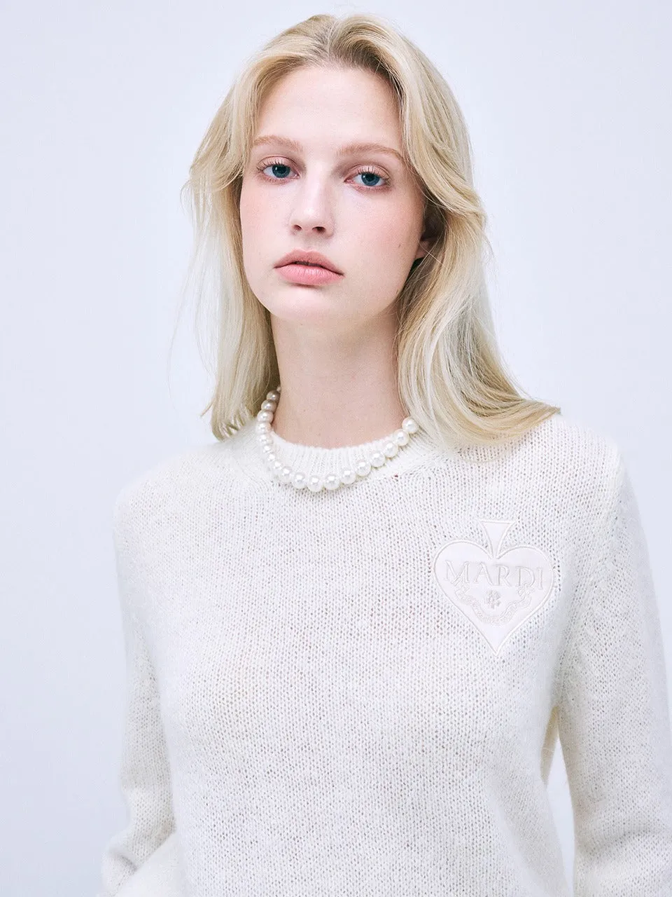 MOHAIR ROUND NECK SATIN SPADE_IVORY Weekend Comfort