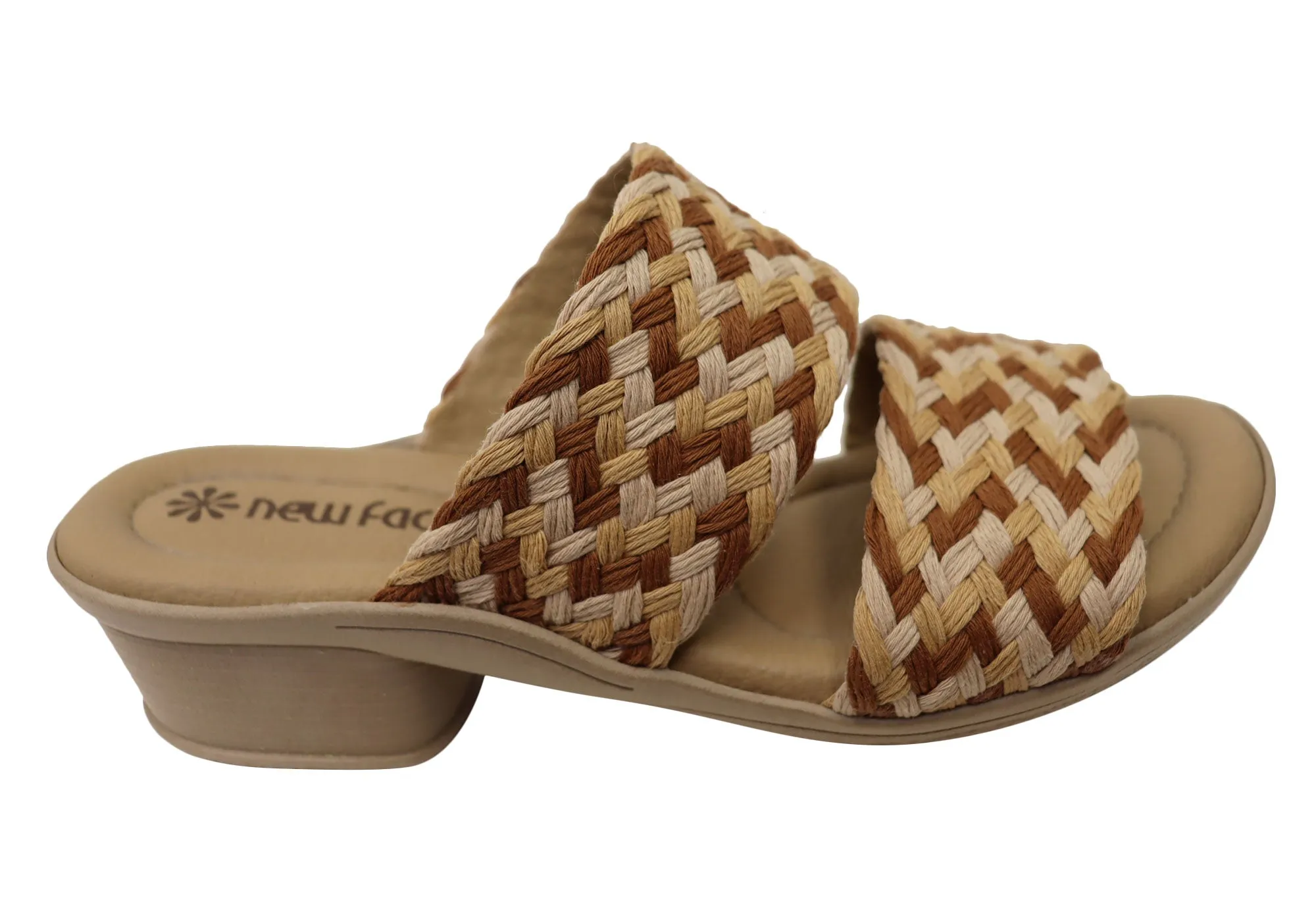 Bold Vibe Black Leather Stilettos New Face Felicity Womens Comfortable Low Heel Slides Sandals