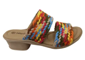 Vibrant Tone Evening Outfit New Face Felicity Womens Comfortable Low Heel Slides Sandals