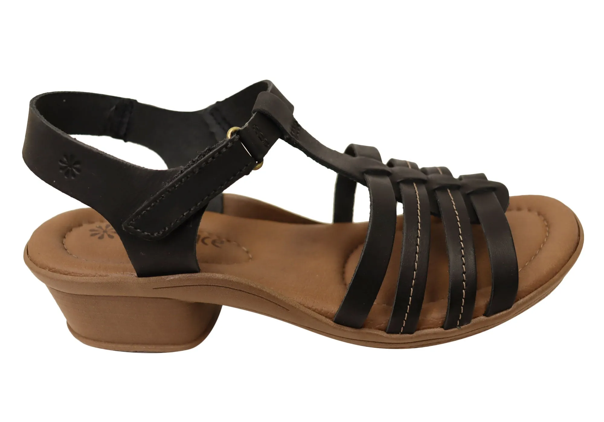 Evening Heels New Face Jaslyn Womens Brazilian Comfortable Leather Low Heel Sandals