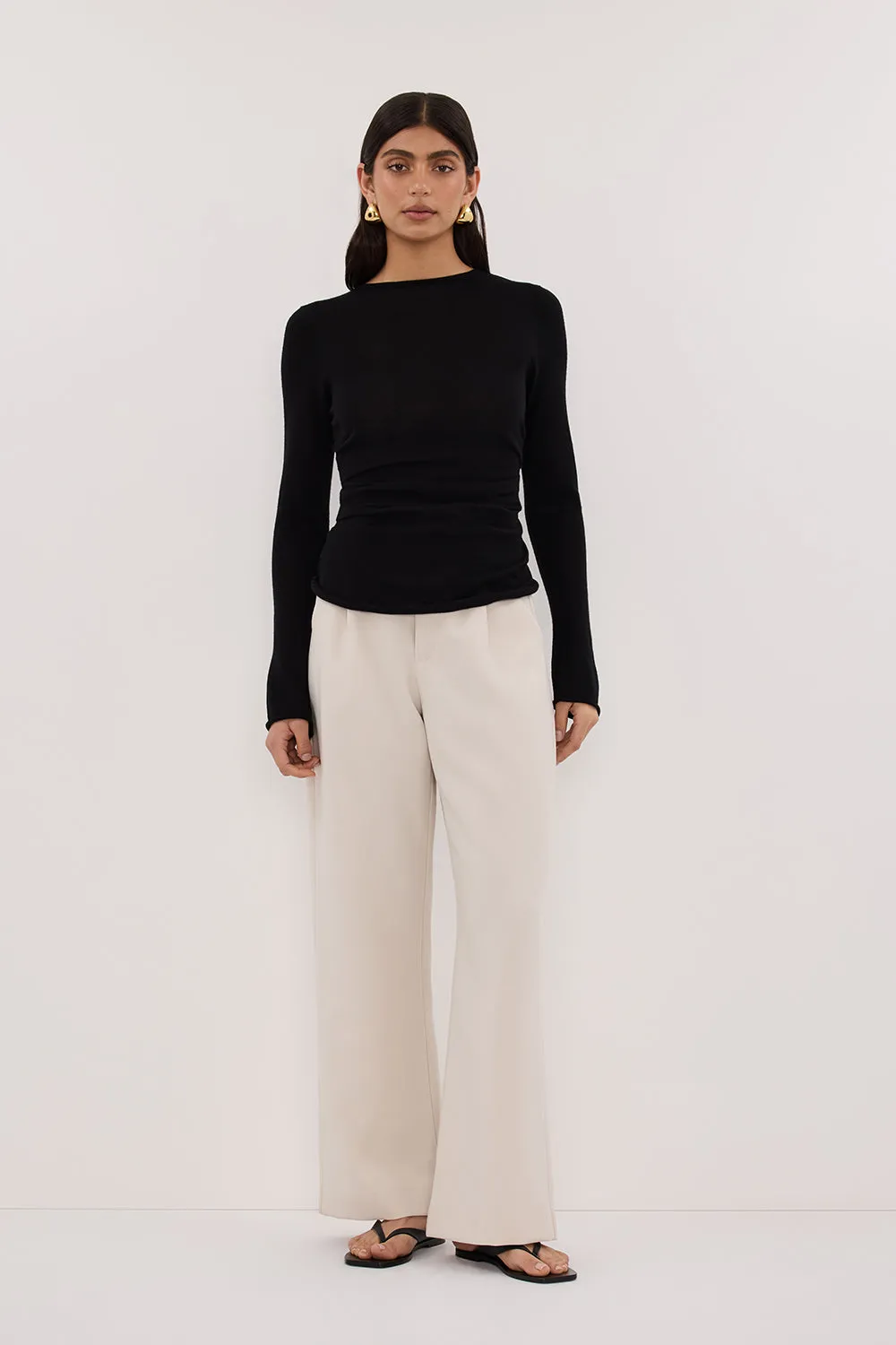 NICO BLACK MERINO KNIT TOP MidWeight Construction