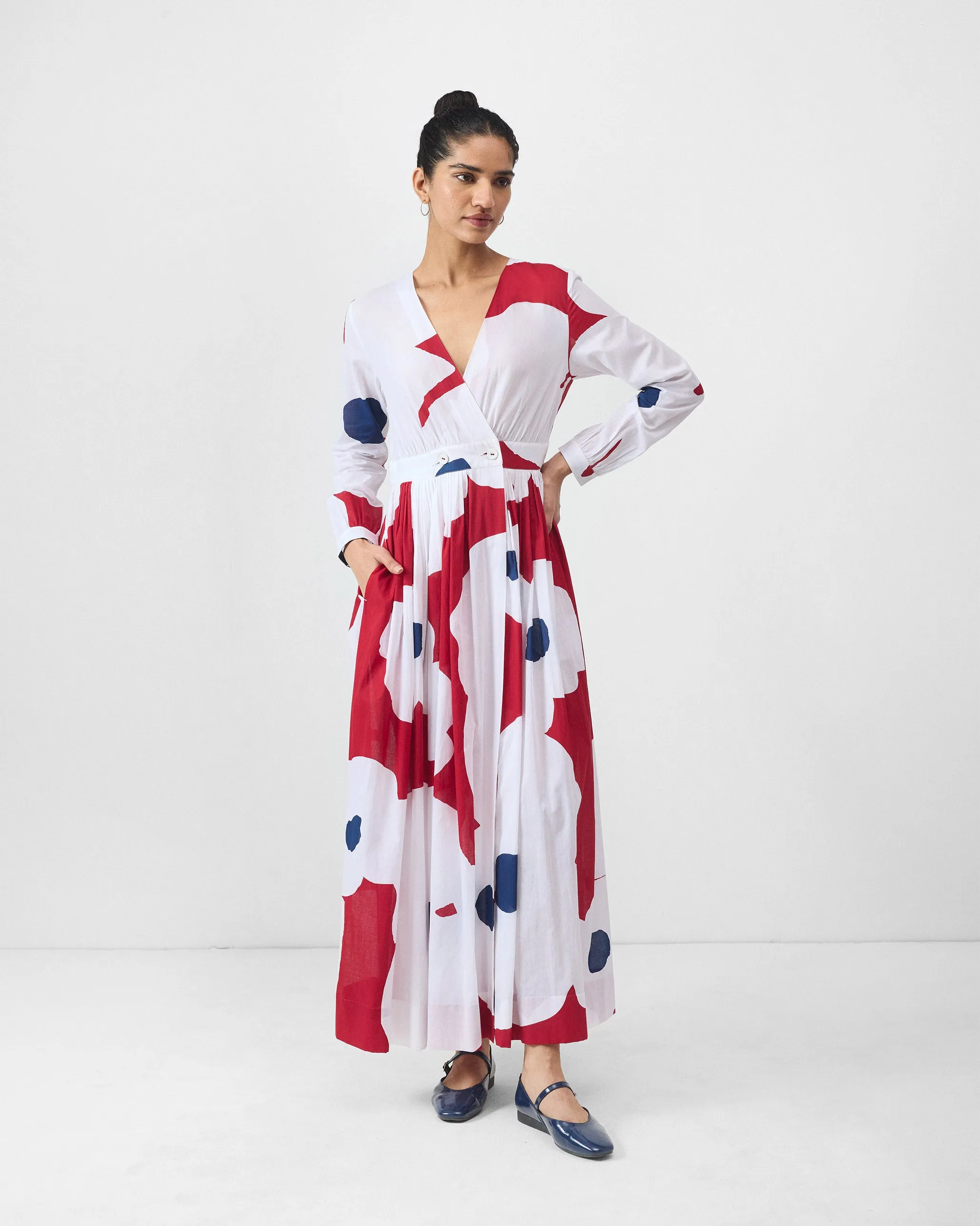Cool Comfort Button-front Nico Dress - Red & White Print