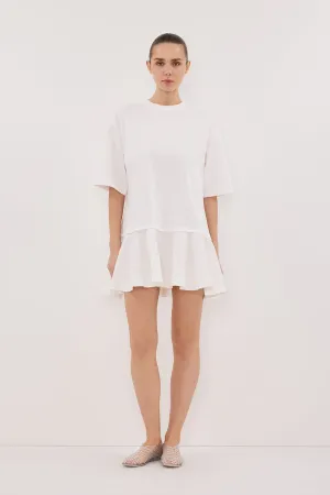 NOAH WHITE SHORT SLEEVE RUFFLE MINI DRESS Refined Aesthetic