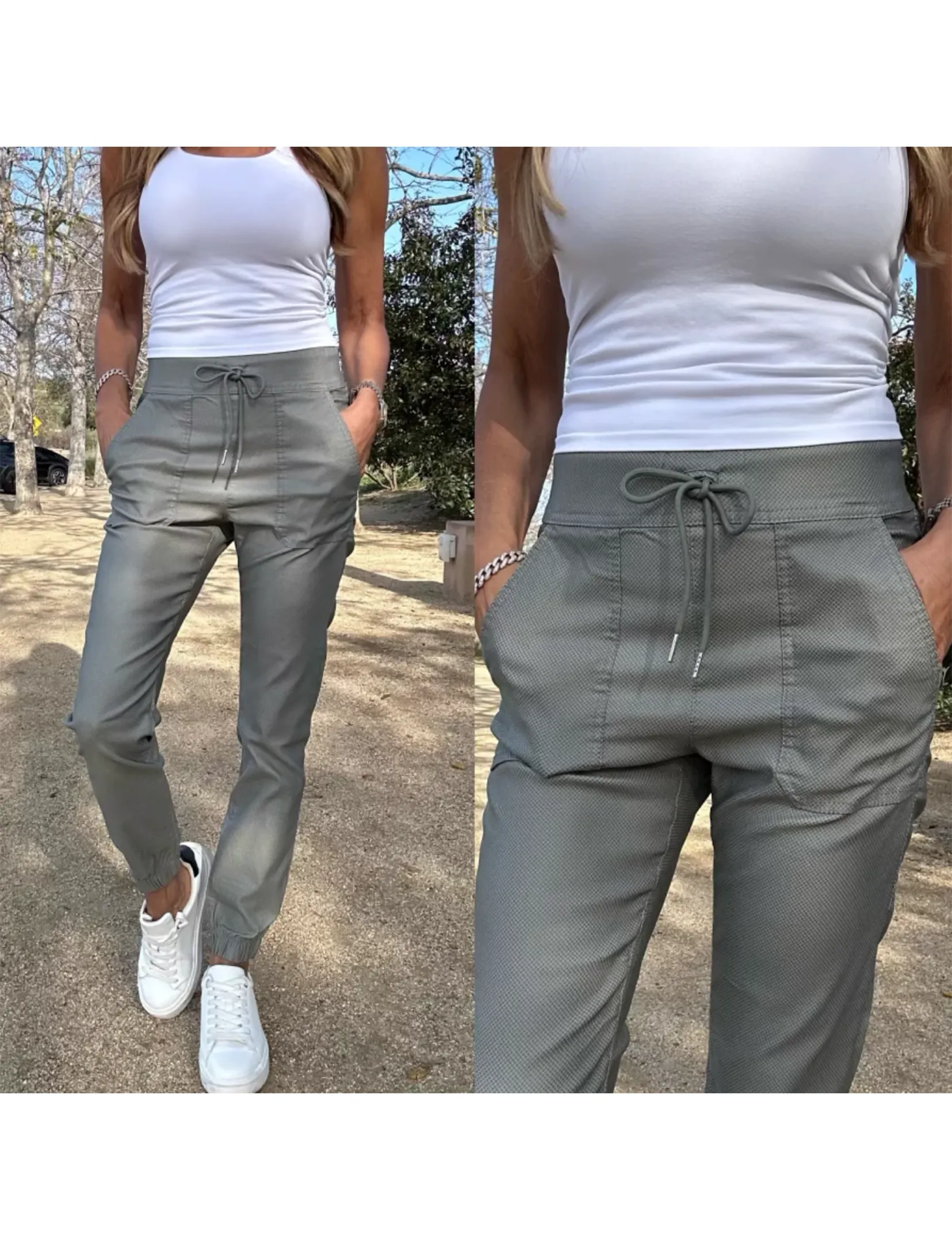 Tali Jogger Pant, Sage Gripper Waistband Flexible Fabric