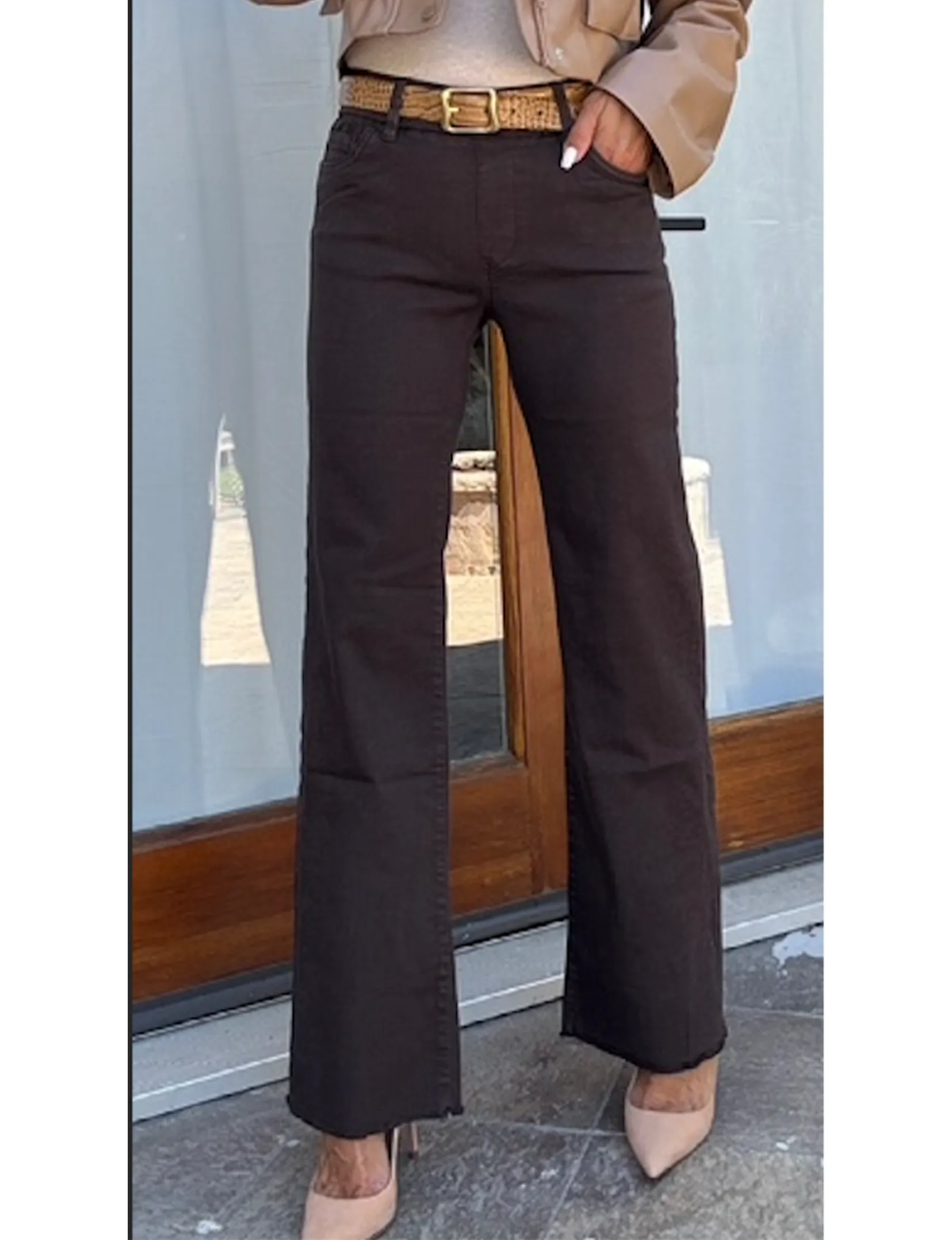 Amanda Long Pant, Brown RecycledMaterial