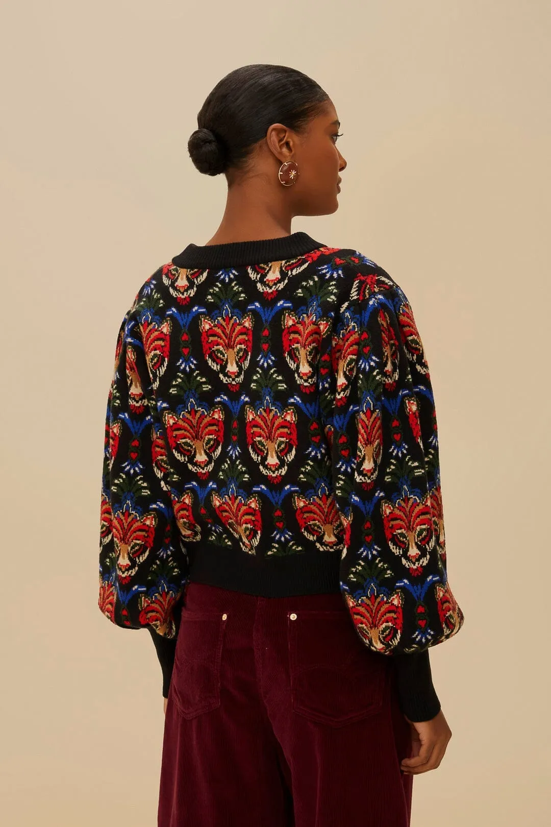 Black Boho Panther Cardigan Casual Cool