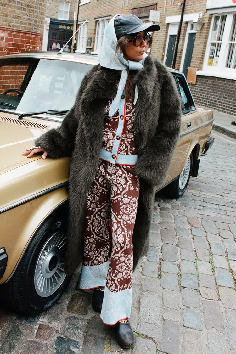 City Casual Chocolate Bandana Wide Leg Trousers