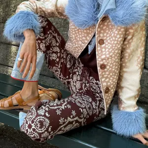 Chocolate Bandana Wide Leg Trousers Tencel Blend Material