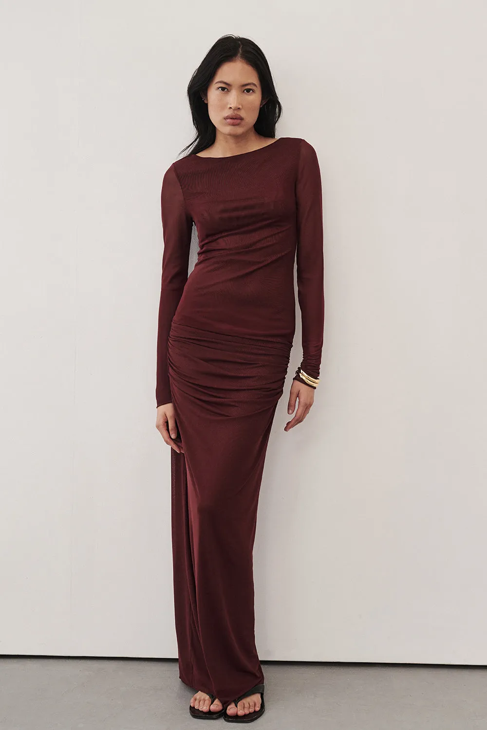 NYRA WINE COLUMN MIDI SKIRT Airy Comfort