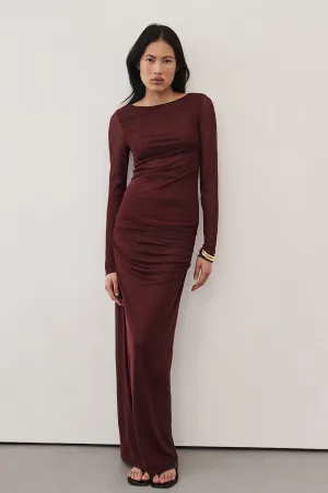 Chic Fit Fresh Aesthetic NYRA WINE COLUMN MIDI SKIRT