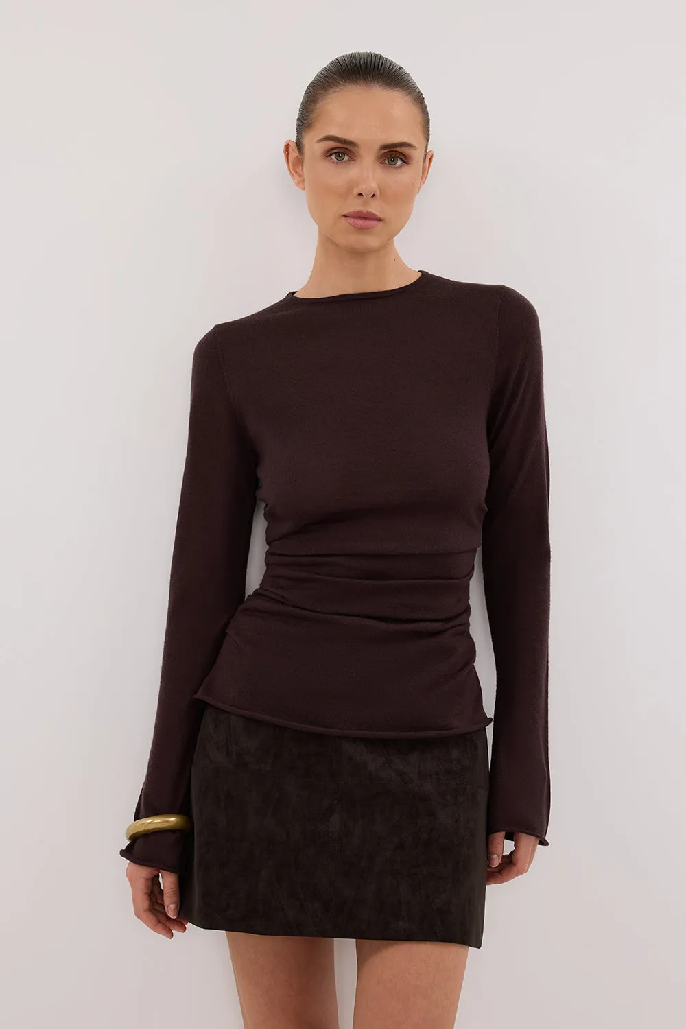 OAKLAND CHOC FAUX SUEDE MINI SKIRT Mid Length Fashion Details