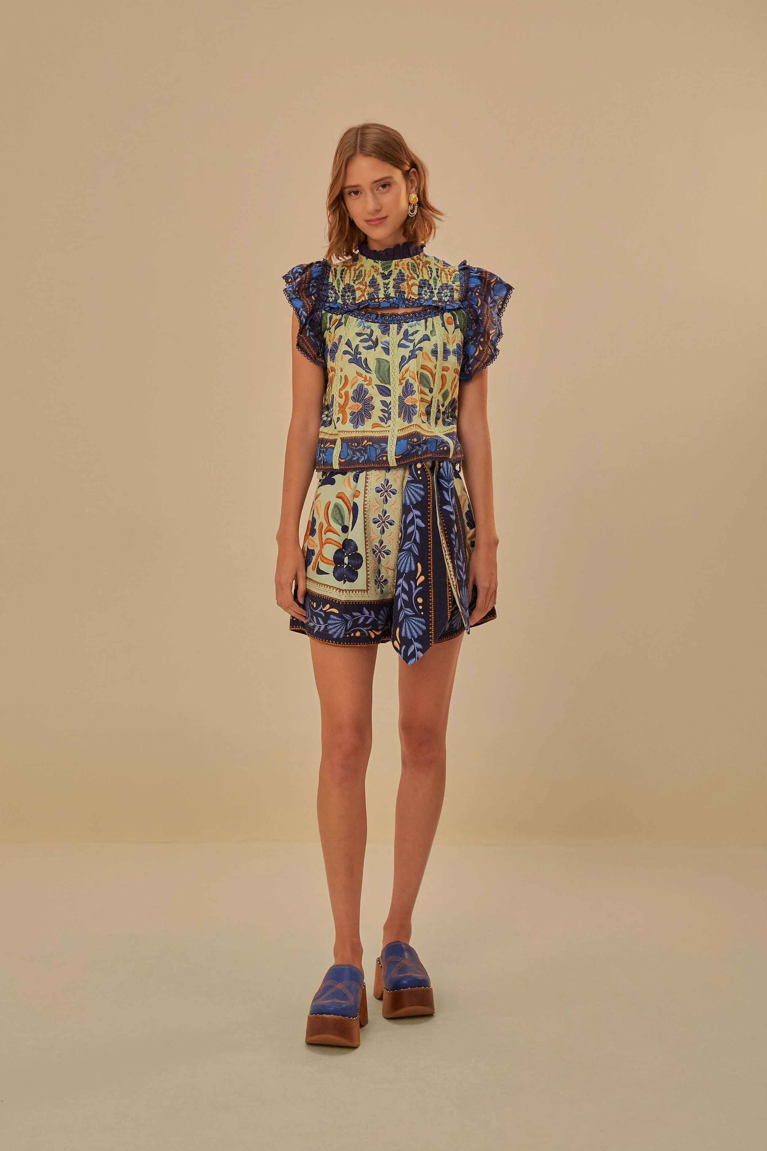 Fresh Day Ocean Tapestry Green Short