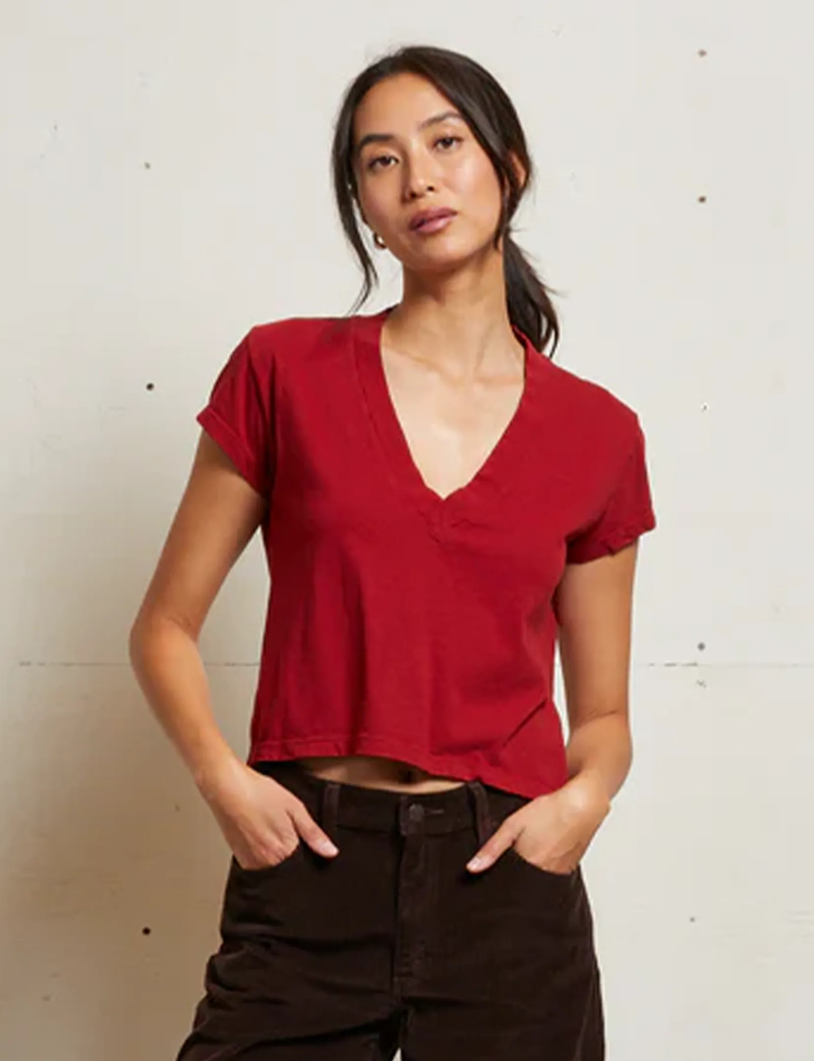 Alanis Recycled V-Neck, Maple Relaxed Wearable