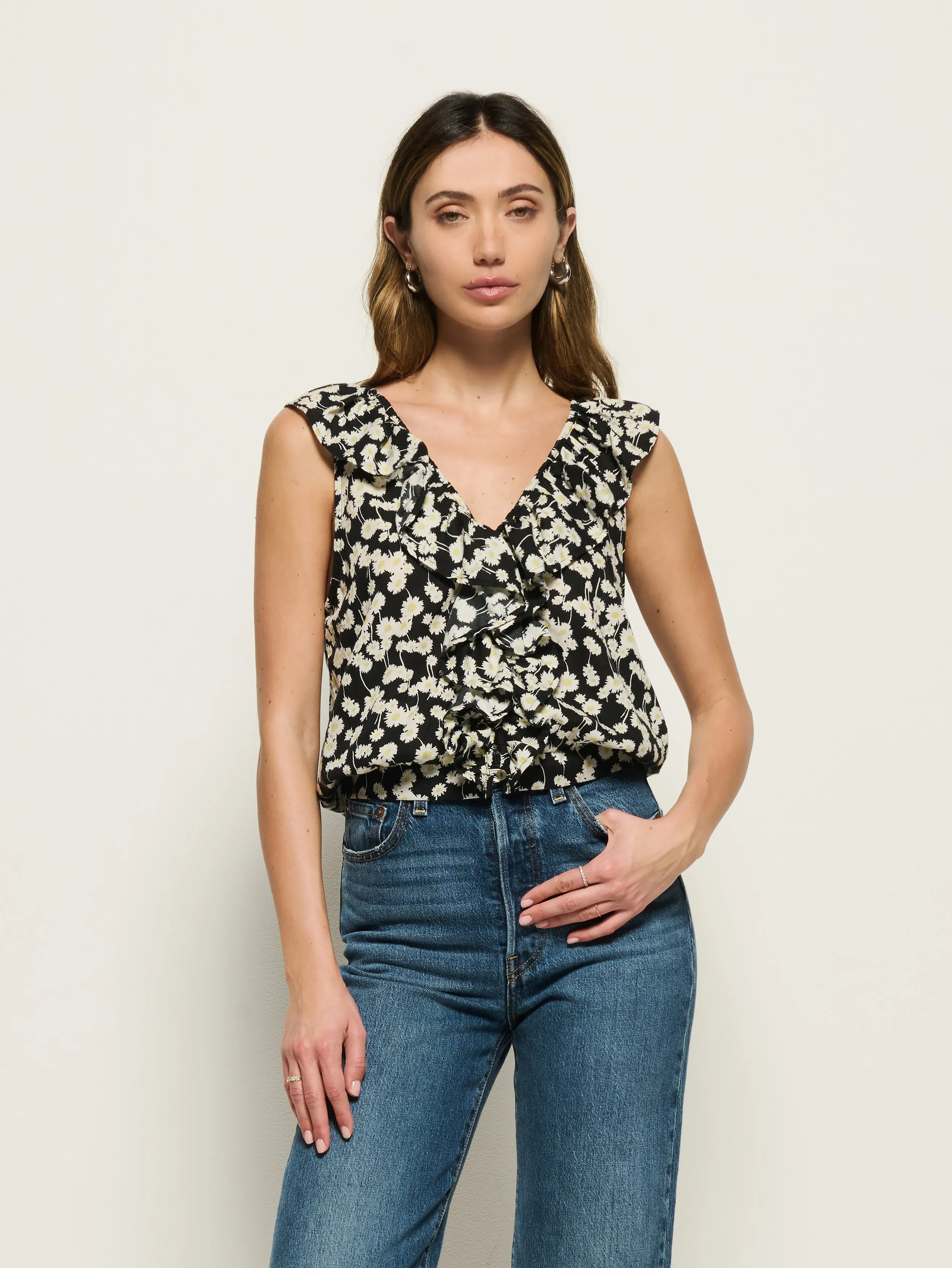 SeamFreeShoulders MicroPiqueKnit Ella Ruffle Top