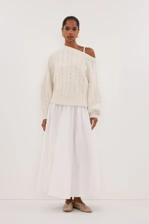 TOM CREAM ASYM KNIT JUMPER MachineWashable Structure Circular Knit Technique