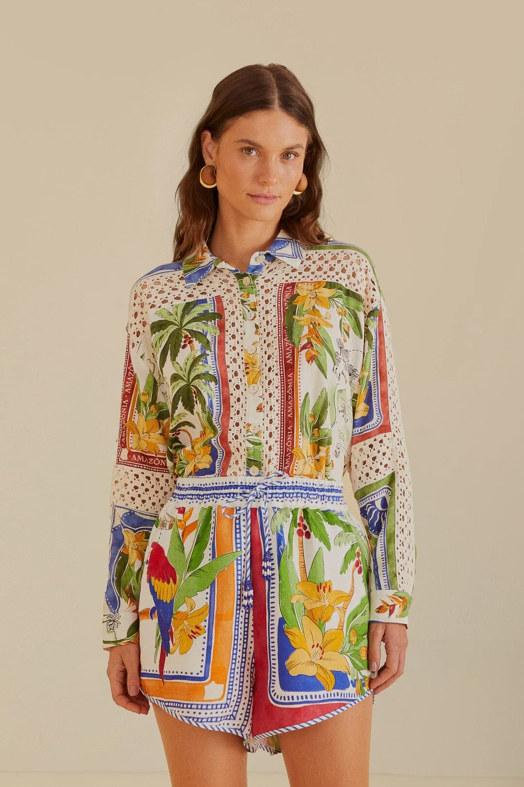 Off-White Tropical Destination LENZING? ECOVERO? Euroflax? Shorts button-down look