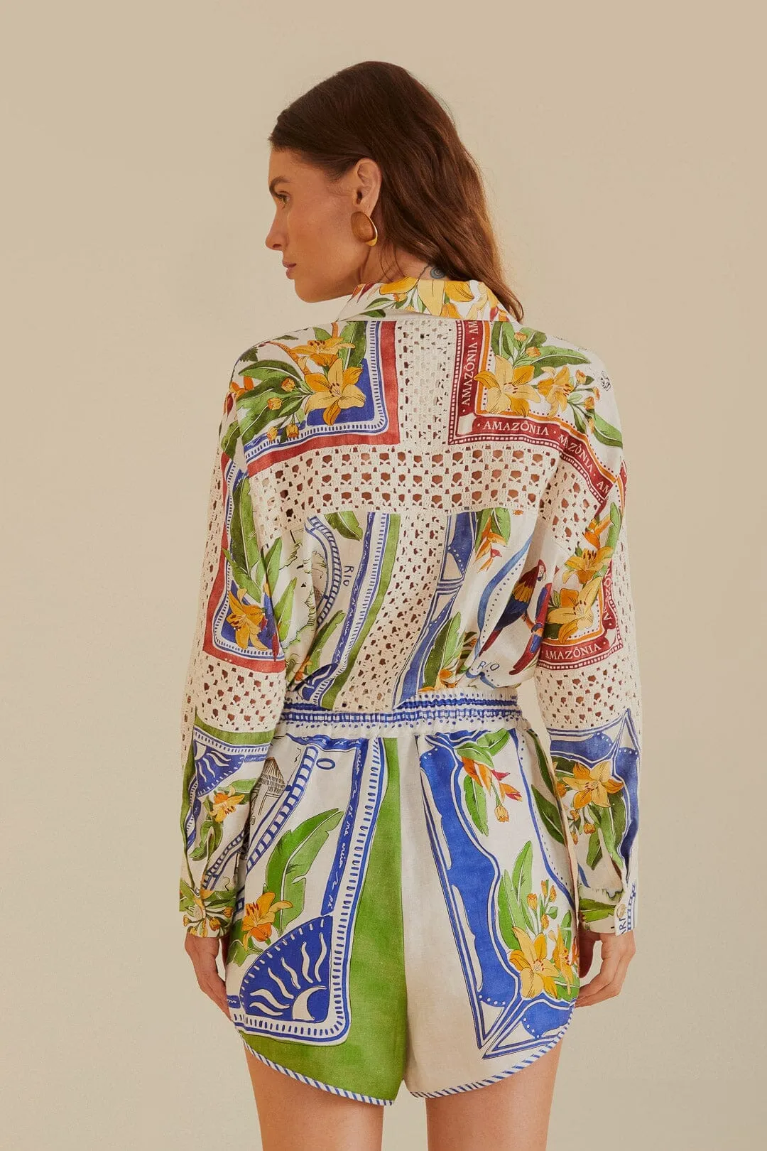 Off-White Tropical Destination LENZING? ECOVERO? Euroflax? Shorts dress shirt