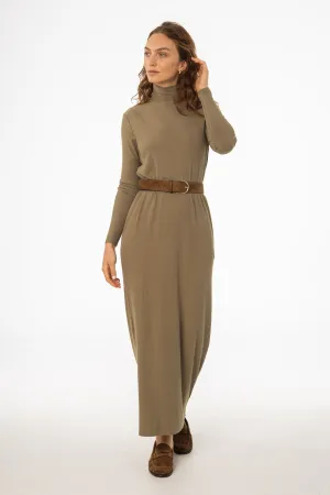 Gift-Worthy Poised Vibe Olive Turtleneck Basic Maxi Dress