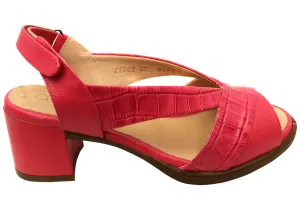 Comfortable Stilettos Opananken Raquel Womens Comfortable Leather Mid Heel Sandals