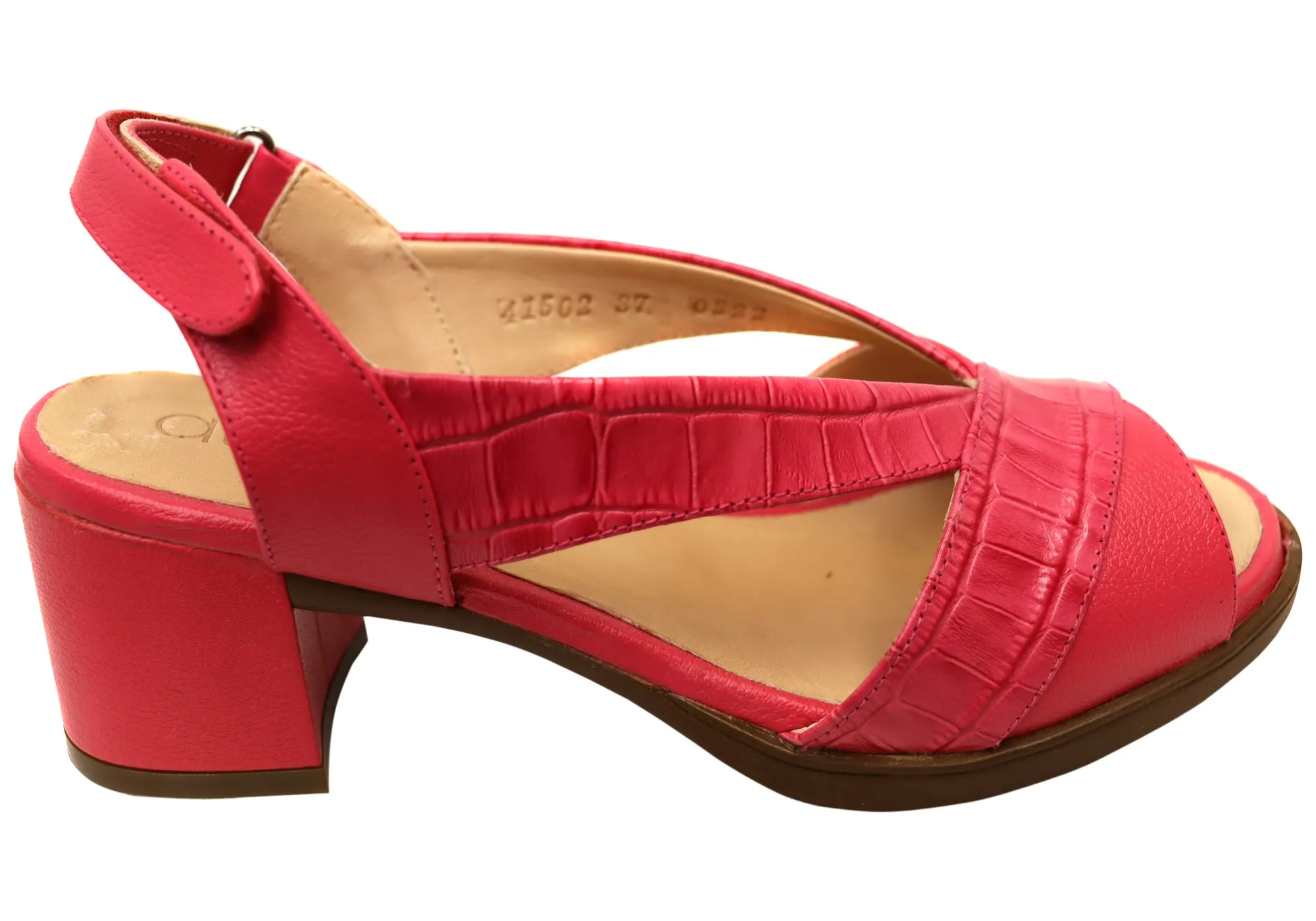 Comfortable Stilettos Opananken Raquel Womens Comfortable Leather Mid Heel Sandals