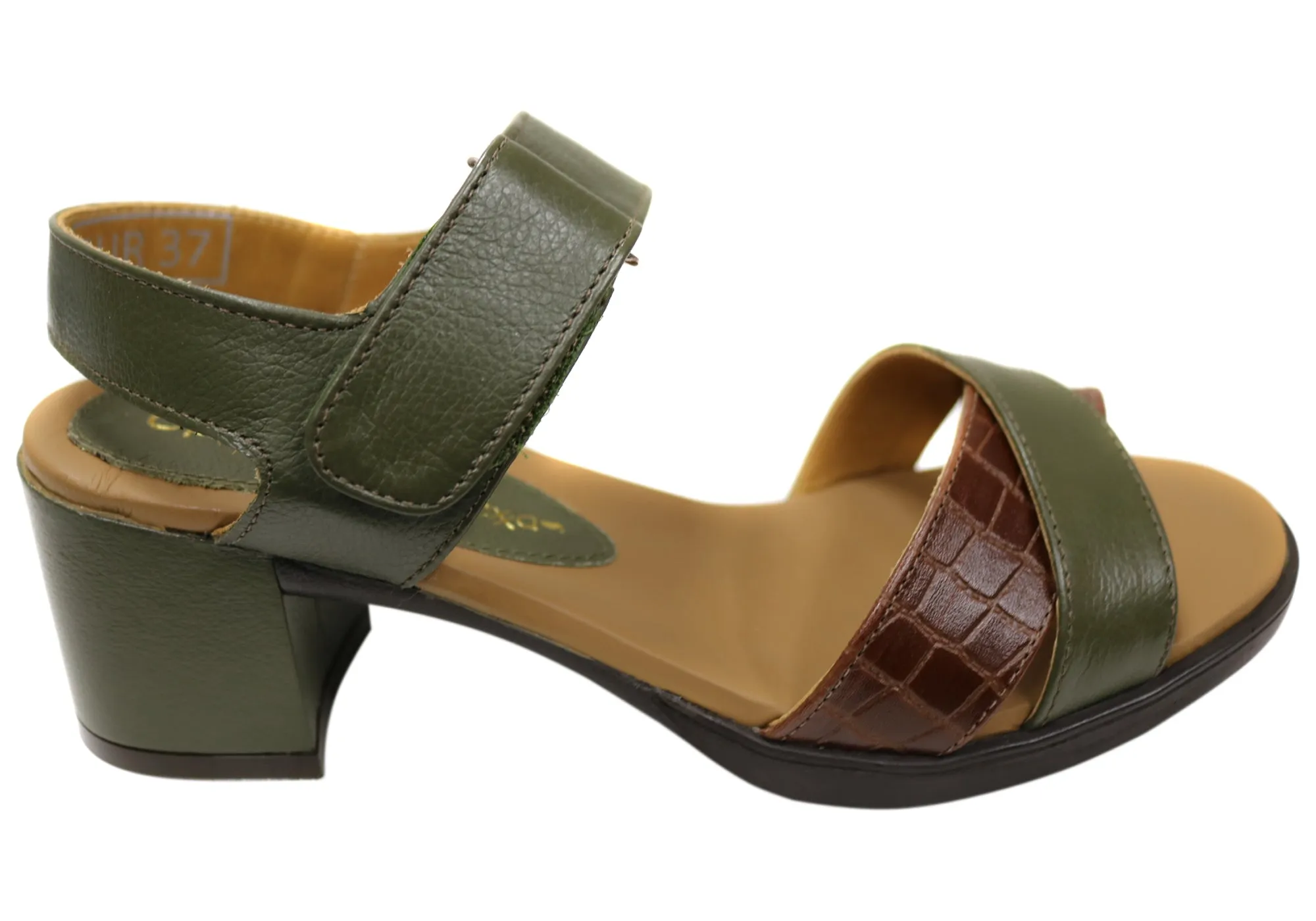 Stable Structure Opananken Vivian Womens Comfortable Leather Mid Heel Sandals