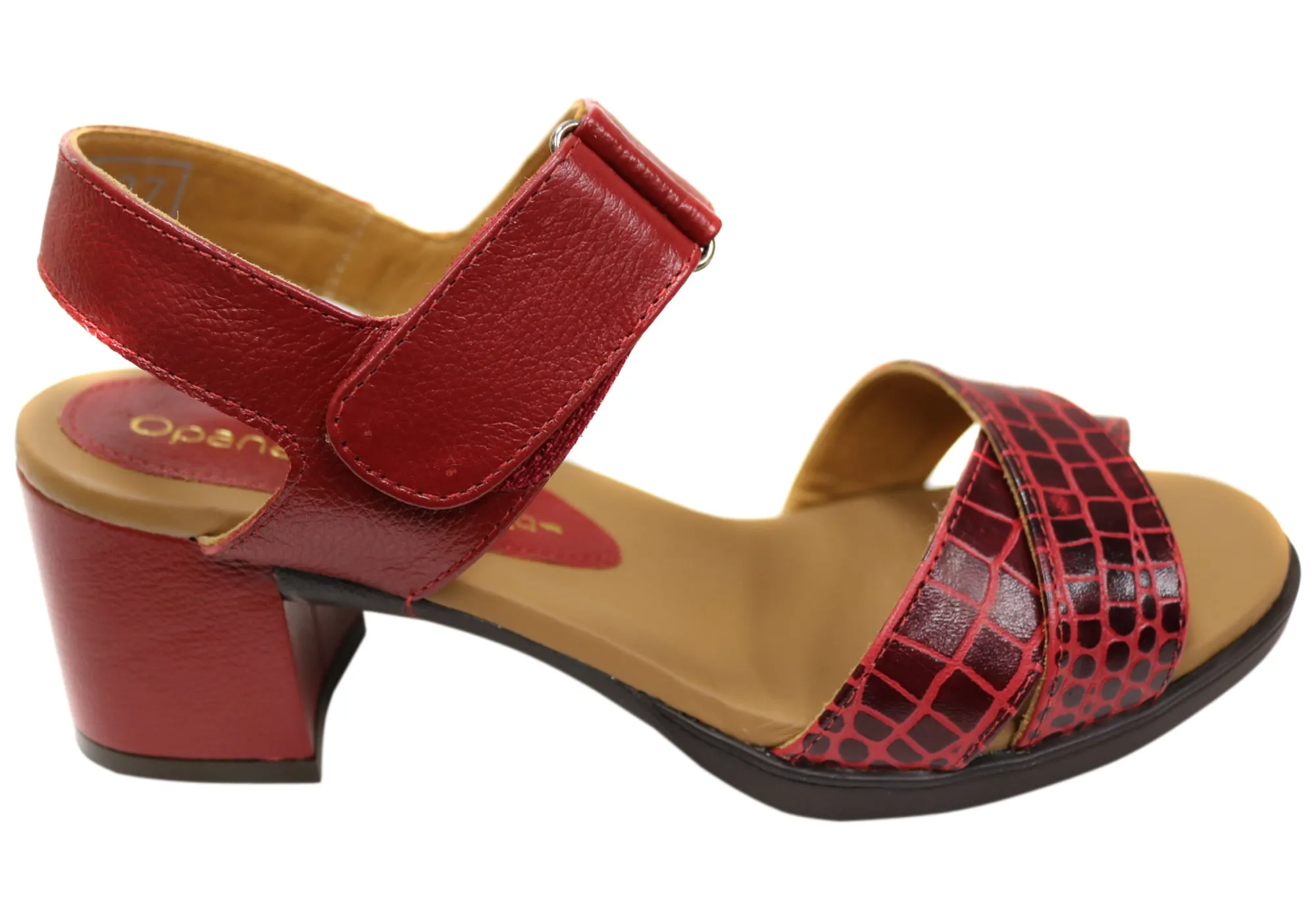 Opananken Vivian Womens Comfortable Leather Mid Heel Sandals Vibrant Tone Pointed Sandals