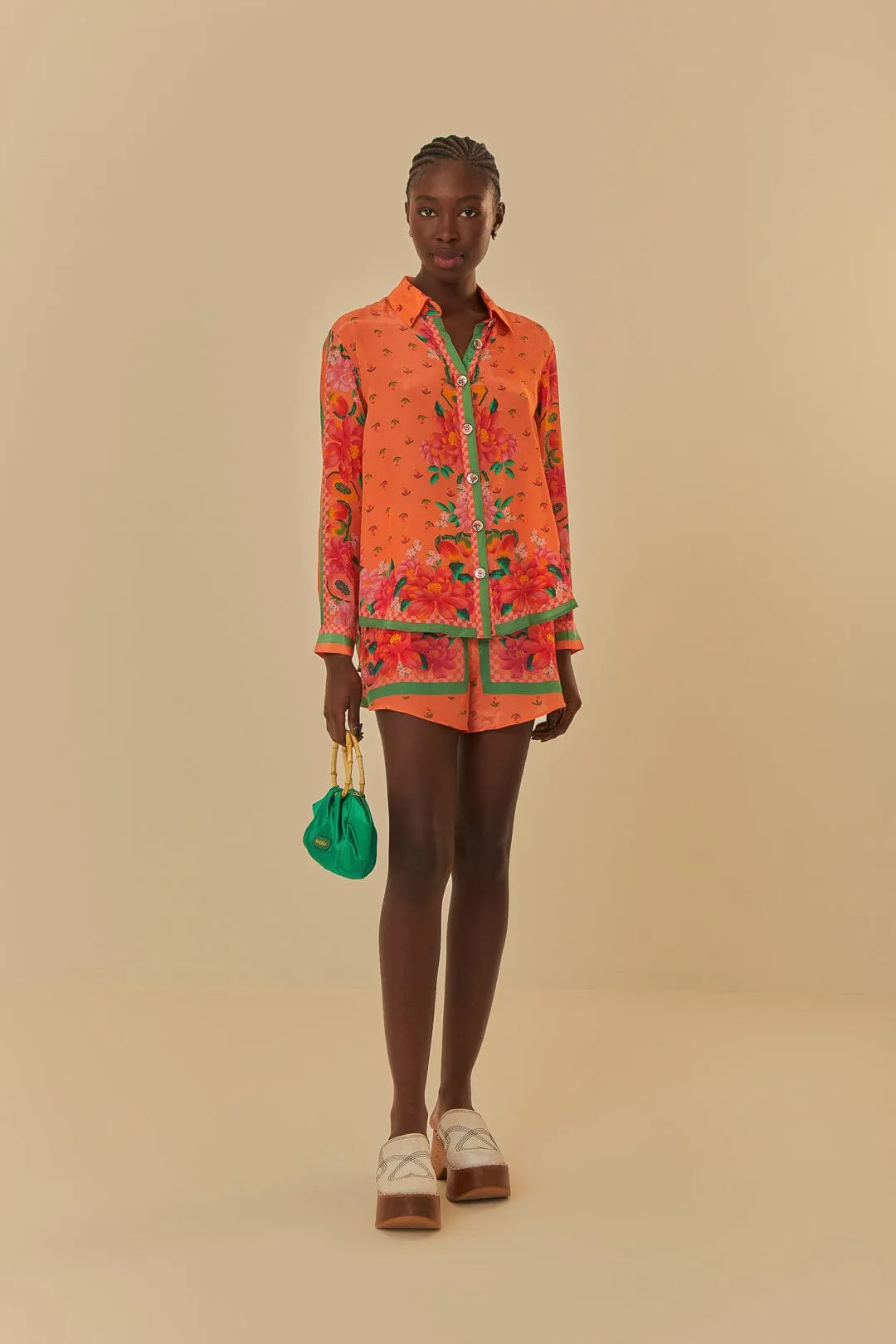 Orange Fruit Garden Scarf Shorts Performance Wear Back pockets